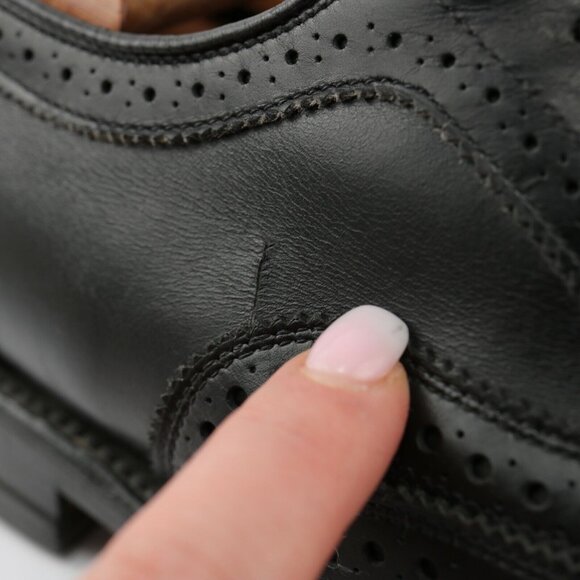 Allen Edmonds Mens McAllister Oxford Size 9.5 C Black Leather Dress Shoe Wingtip - Picture 5 of 12